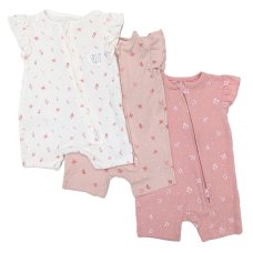 GX570: Baby 3 Pack 2 Way Zip Rompers (0-24 Months)